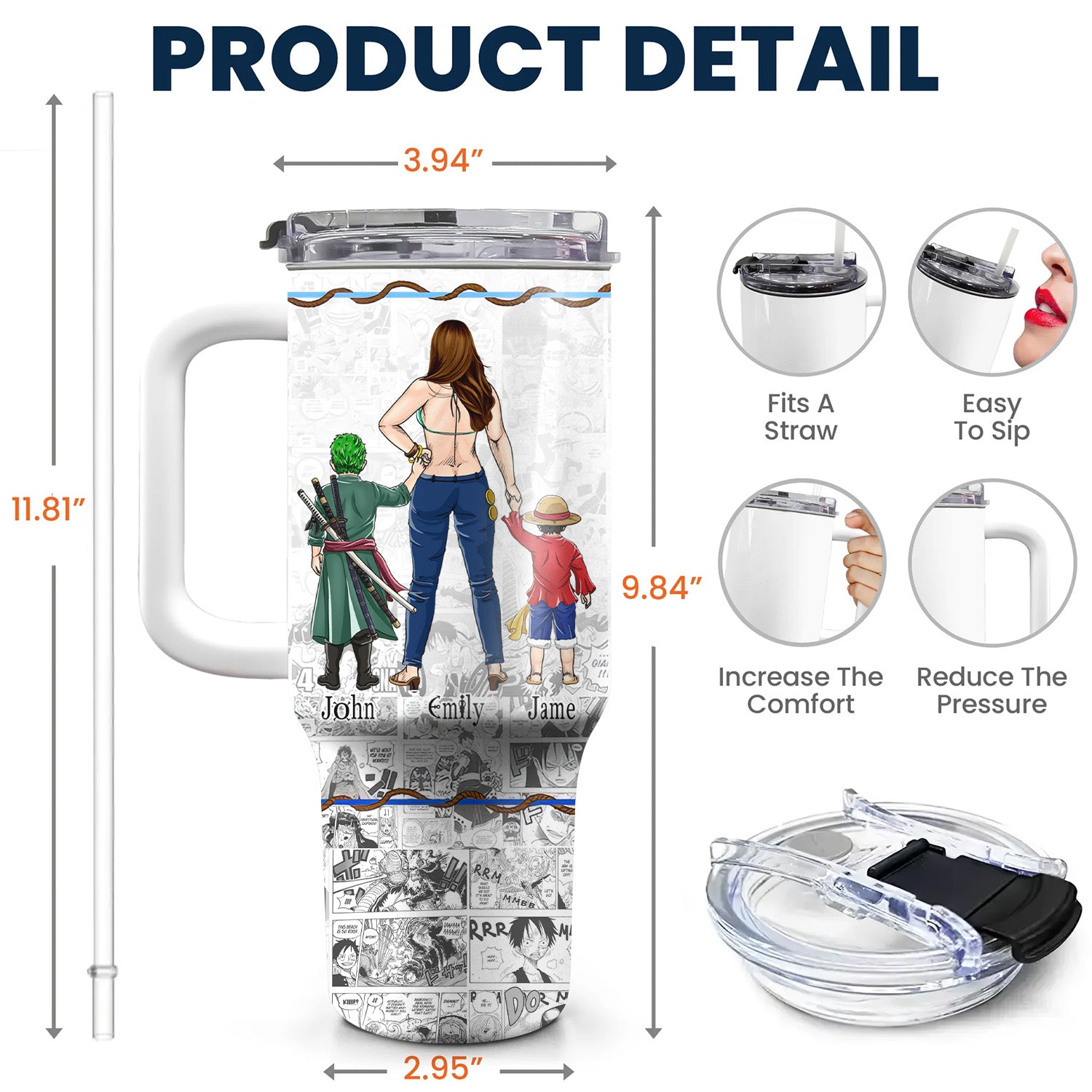 Personalized 40oz Tumbler Cup for Mom - Pirate Themed Gift