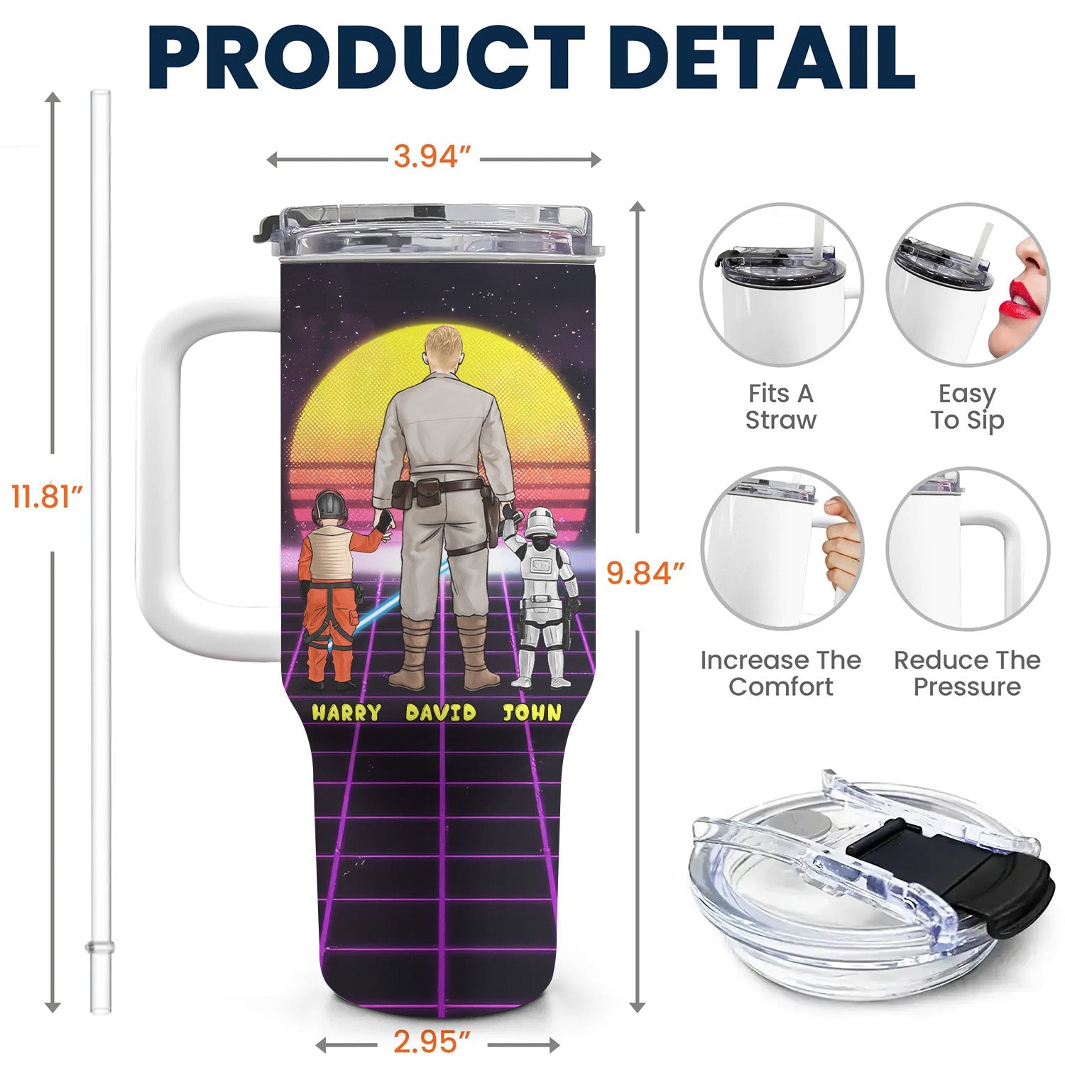 Personalized 40oz Tumbler for Dad - Best Dad in the Galaxy Gift