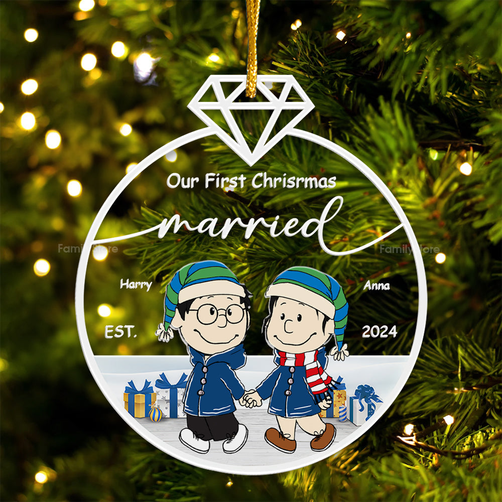 Personalized Acrylic Ornament First Christmas Married Gift for Couple