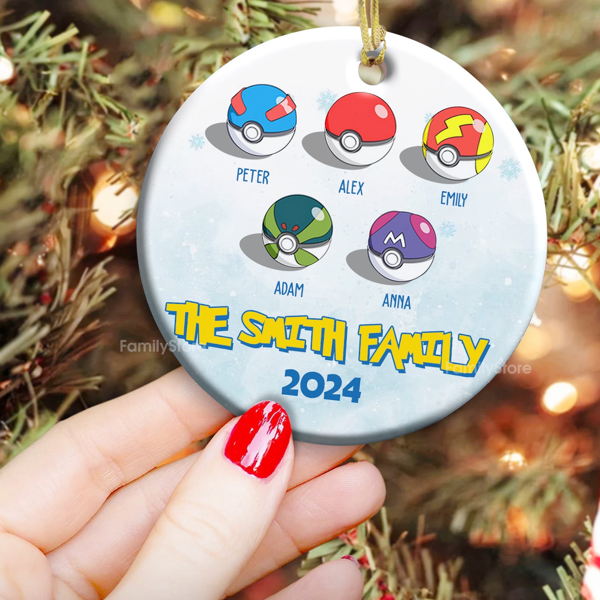 Personalized Ceramic Family Ornament with Custom Names for Christmas
