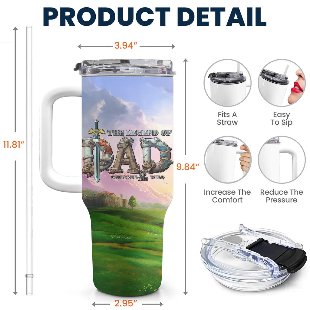 Personalized 40oz Tumbler Cup Legend of Dad Children of the Wild Gift for Father's Day