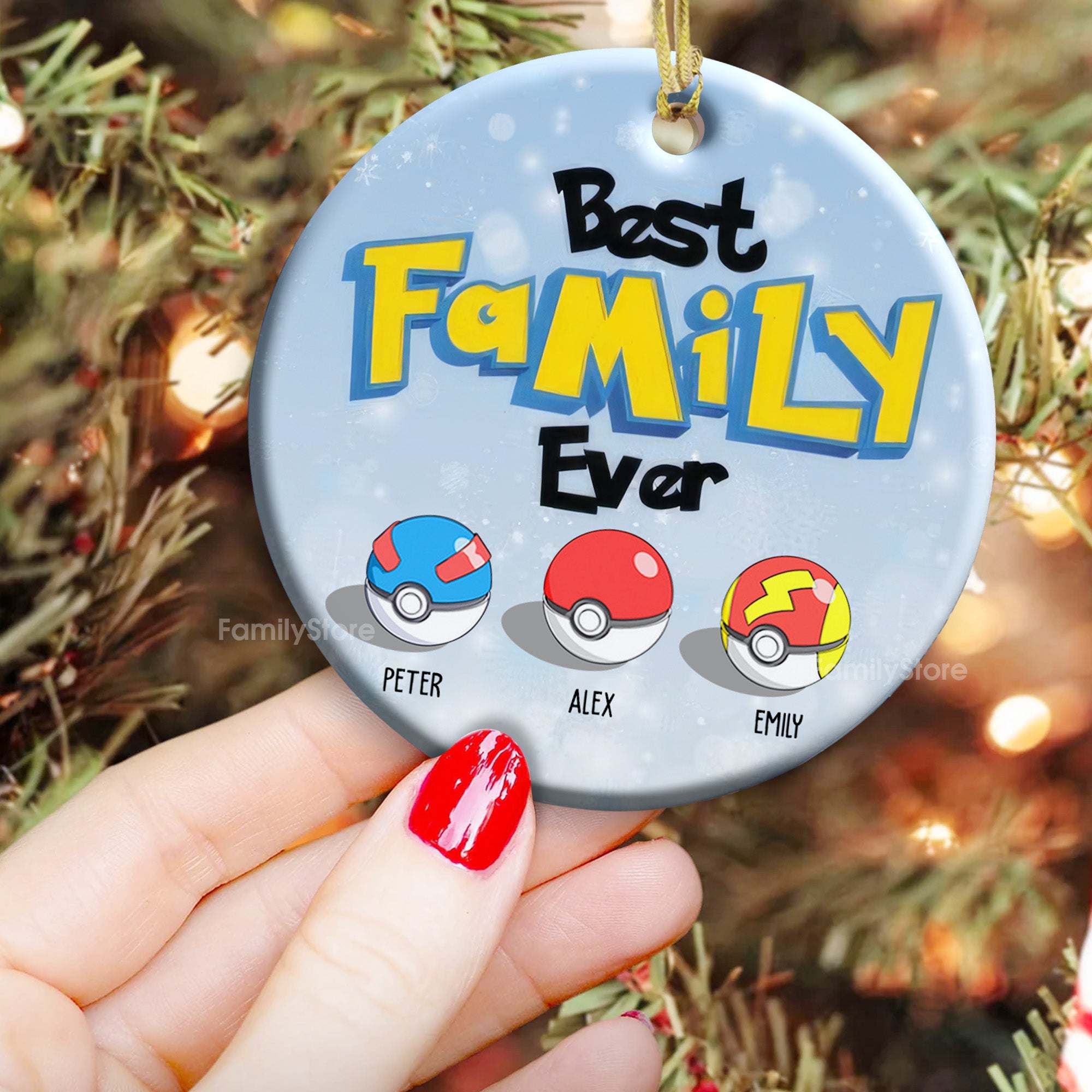 Personalized Family Ceramic Ornament Custom Name Gift