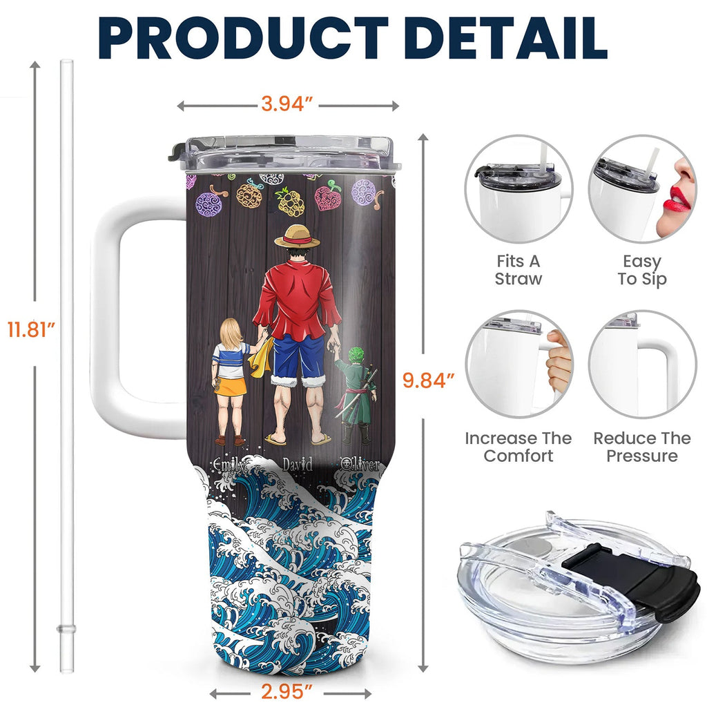 Personalized 40oz Tumbler Cup with Straw for Dad - Father's Day Gift