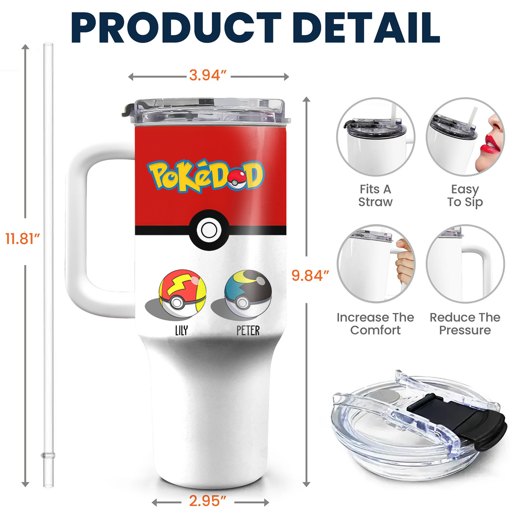 Personalized 40oz Tumbler Pokedad Gift for Dad Father's Day
