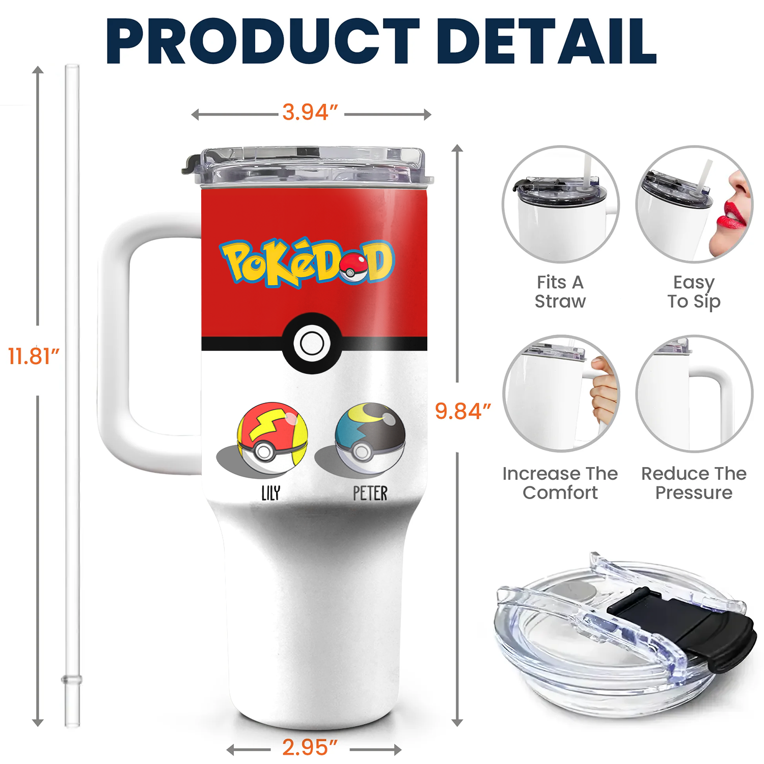 Personalized 40oz Tumbler Pokedad Gift for Dad Father's Day