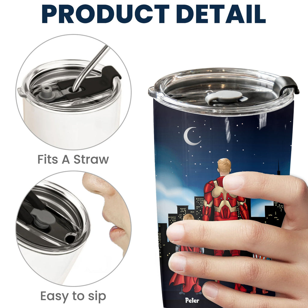 Personalized Stainless Steel Tumbler for Dad - Heroes Don't Wear Spandex Gift