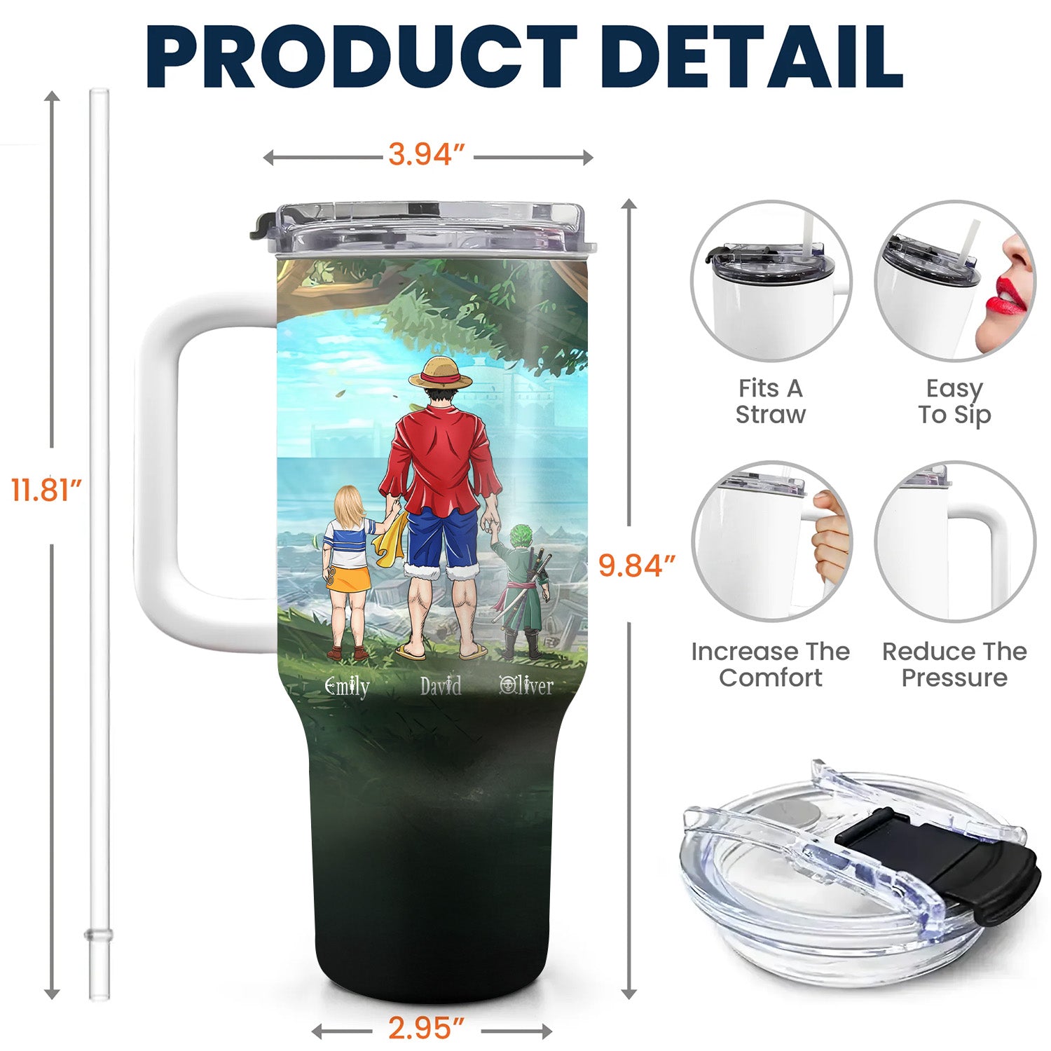Personalized 40oz Tumbler with Straw for Dad | Father's Day Gift