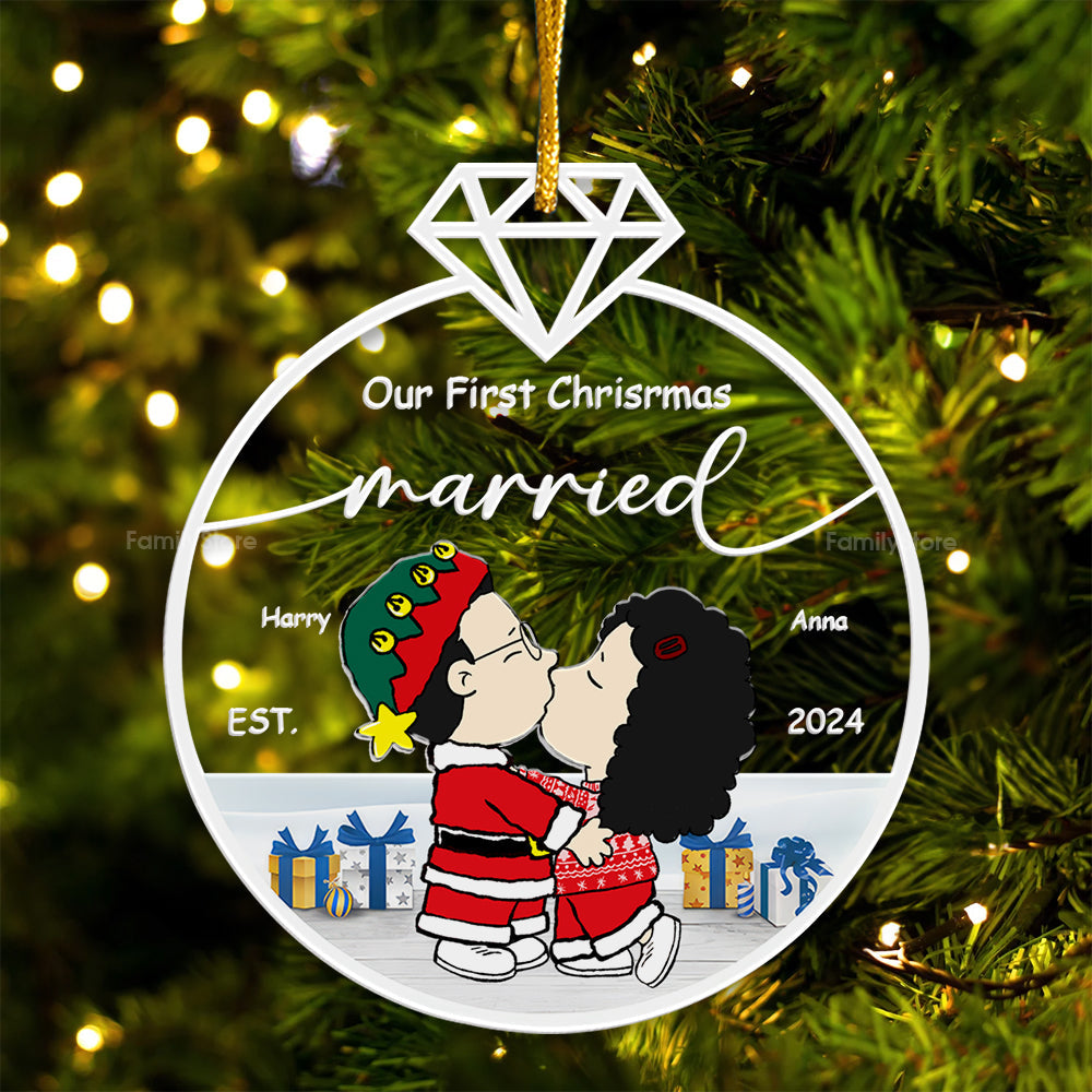 Personalized Acrylic Ornament Our First Christmas Married Gift for Couple