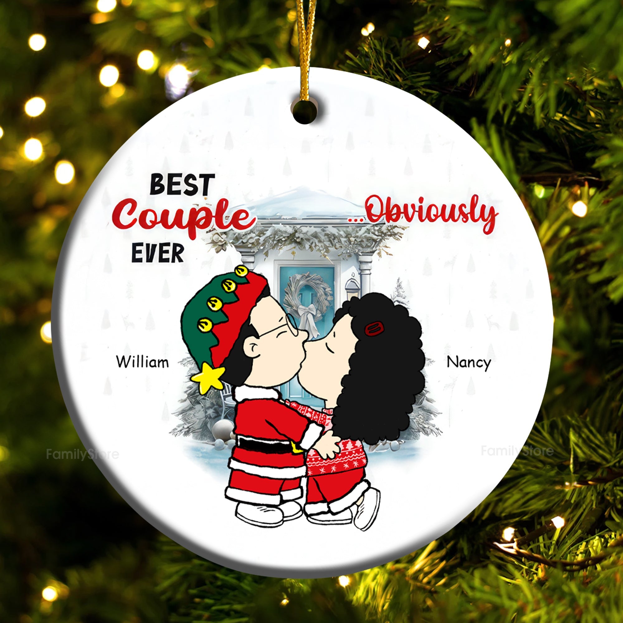 Personalized Ceramic Ornament Best Couple Ever Gift for Husband and Wife