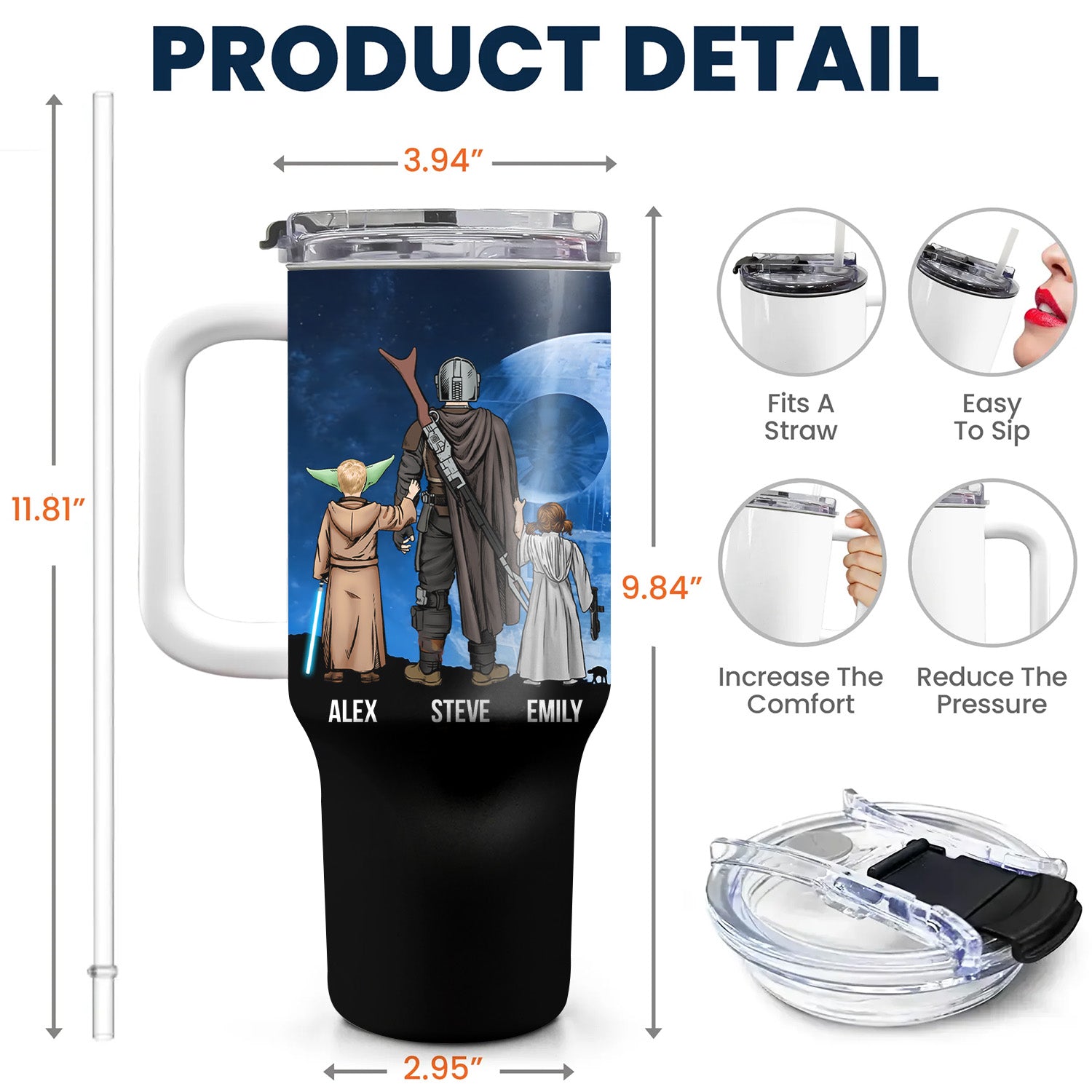 Personalized 40oz Tumbler Dad Gift with Straw for Father's Day