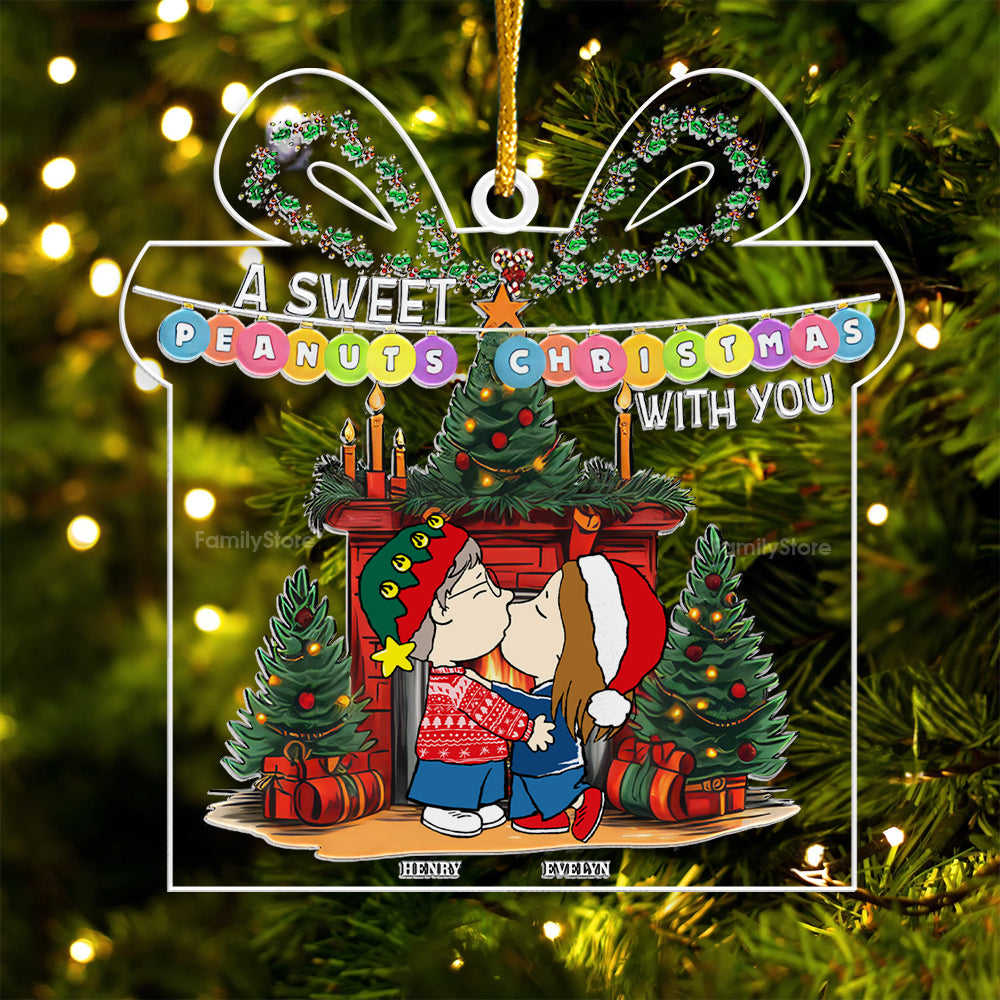 Personalized Acrylic Christmas Ornament Gift for Couple - Sweet Peanuts Theme