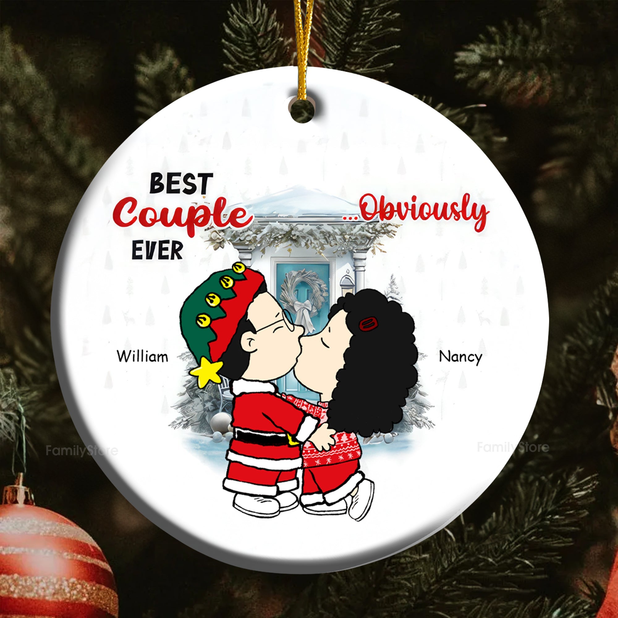 Personalized Ceramic Ornament Best Couple Ever Gift for Husband and Wife