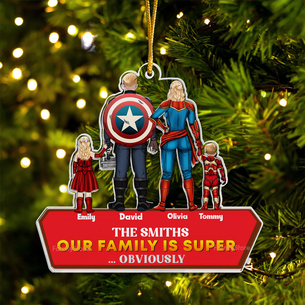 Personalized Super Hero Acrylic Ornament Family Gift