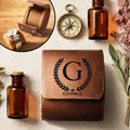 Personalized Leather Watch Storage Case Custom Monogram Gift for Dad Grandpa