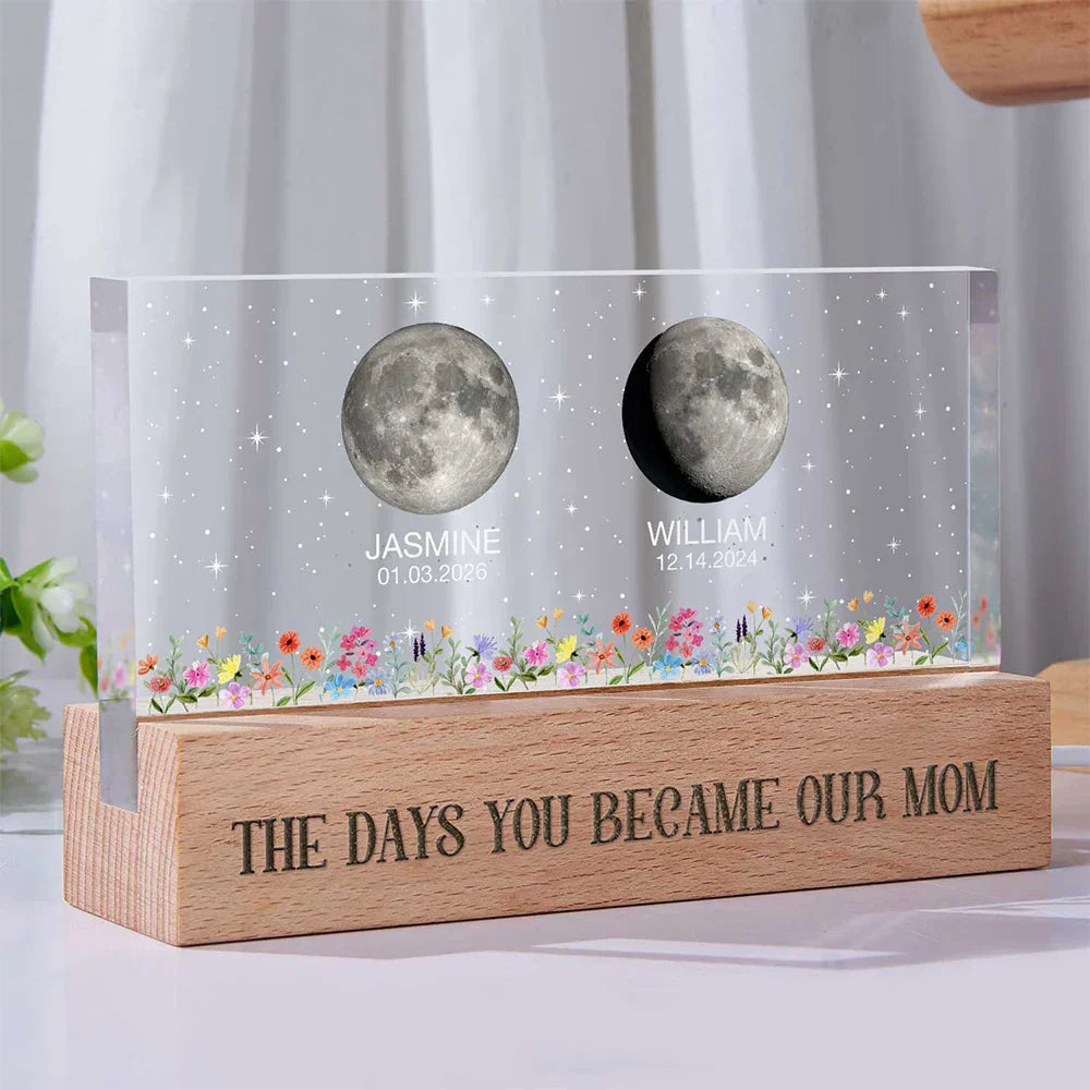 Personalized 3D LED Moon Phase Light Custom Gift for Dad, Mom
