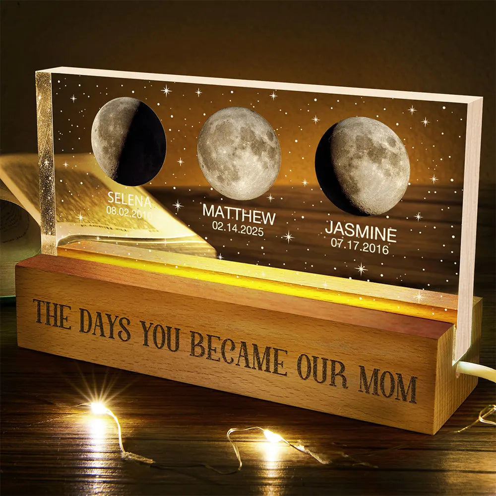 Personalized 3D LED Moon Phase Light Custom Gift for Dad, Mom