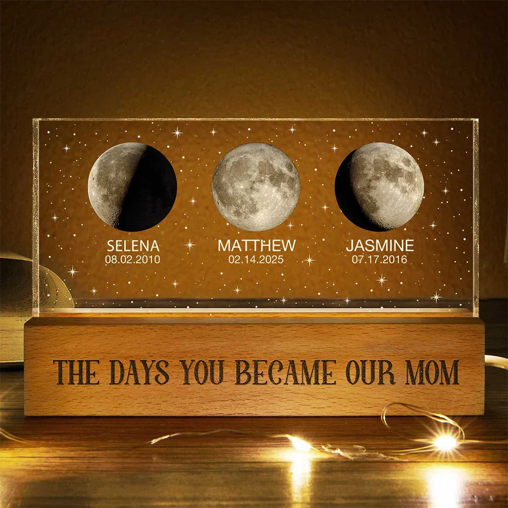 Personalized 3D LED Moon Phase Light Custom Gift for Dad, Mom