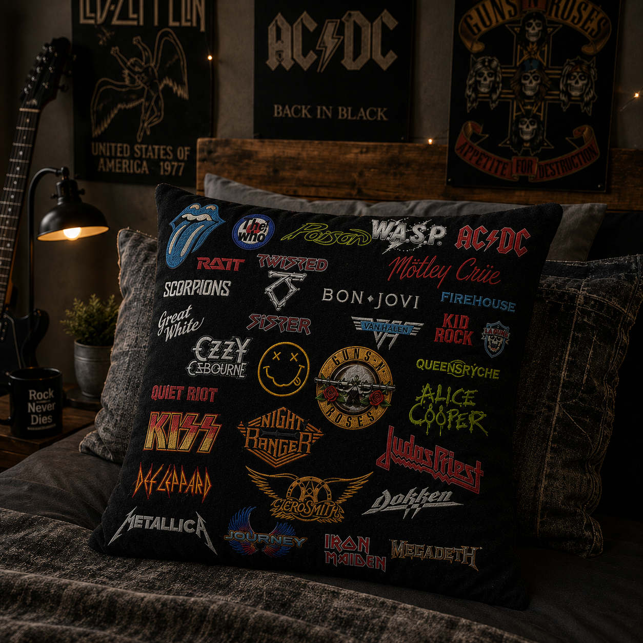 Personalized Rock Legends Edition Throw Pillow Custom Design Gift Pillow GradoCreations
