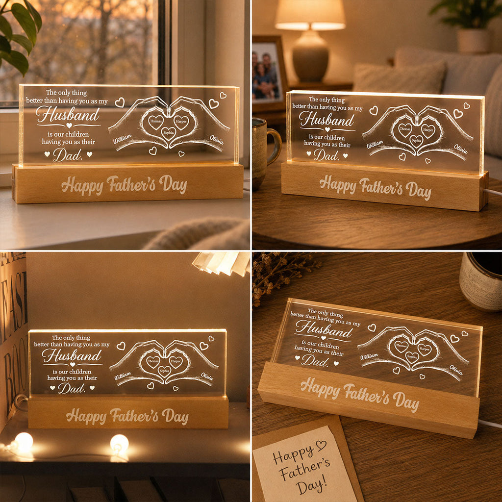 Personalized 3D LED Light Custom Family Name Gift for Dad