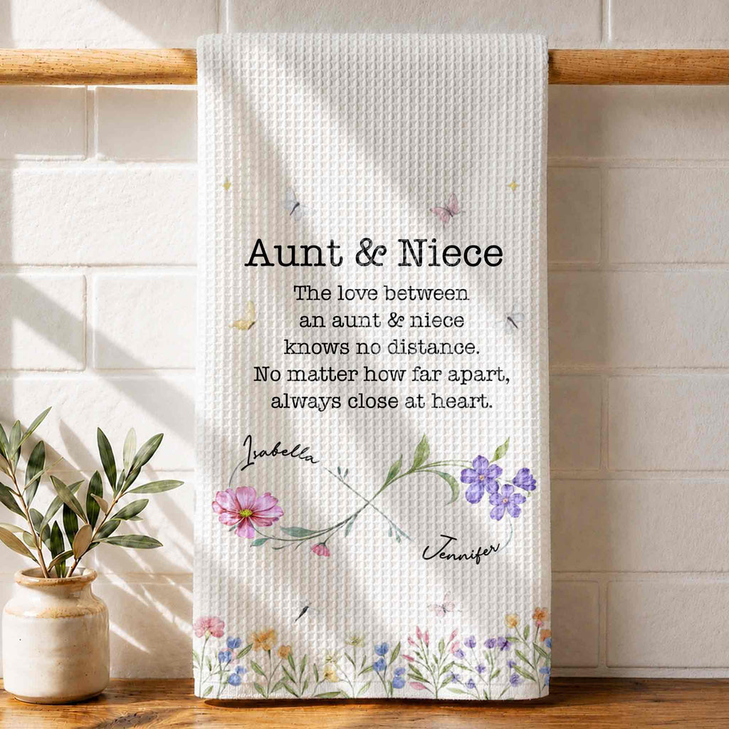 Personalized Kitchen Towel Custom Gift for Aunt & Niece Floral Design Kitchen Towel GradoCreations