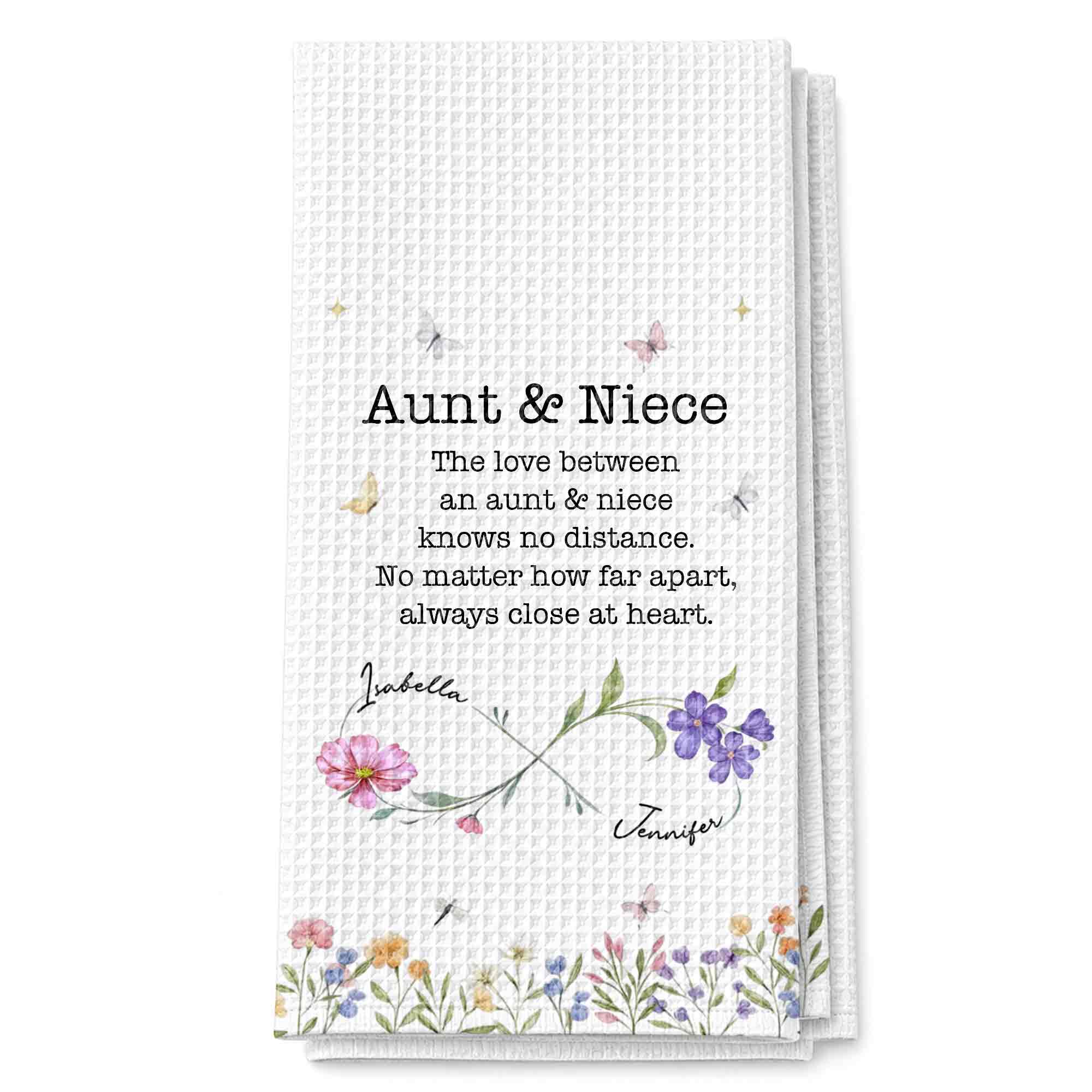 Personalized Kitchen Towel Custom Gift for Aunt & Niece Floral Design Kitchen Towel GradoCreations