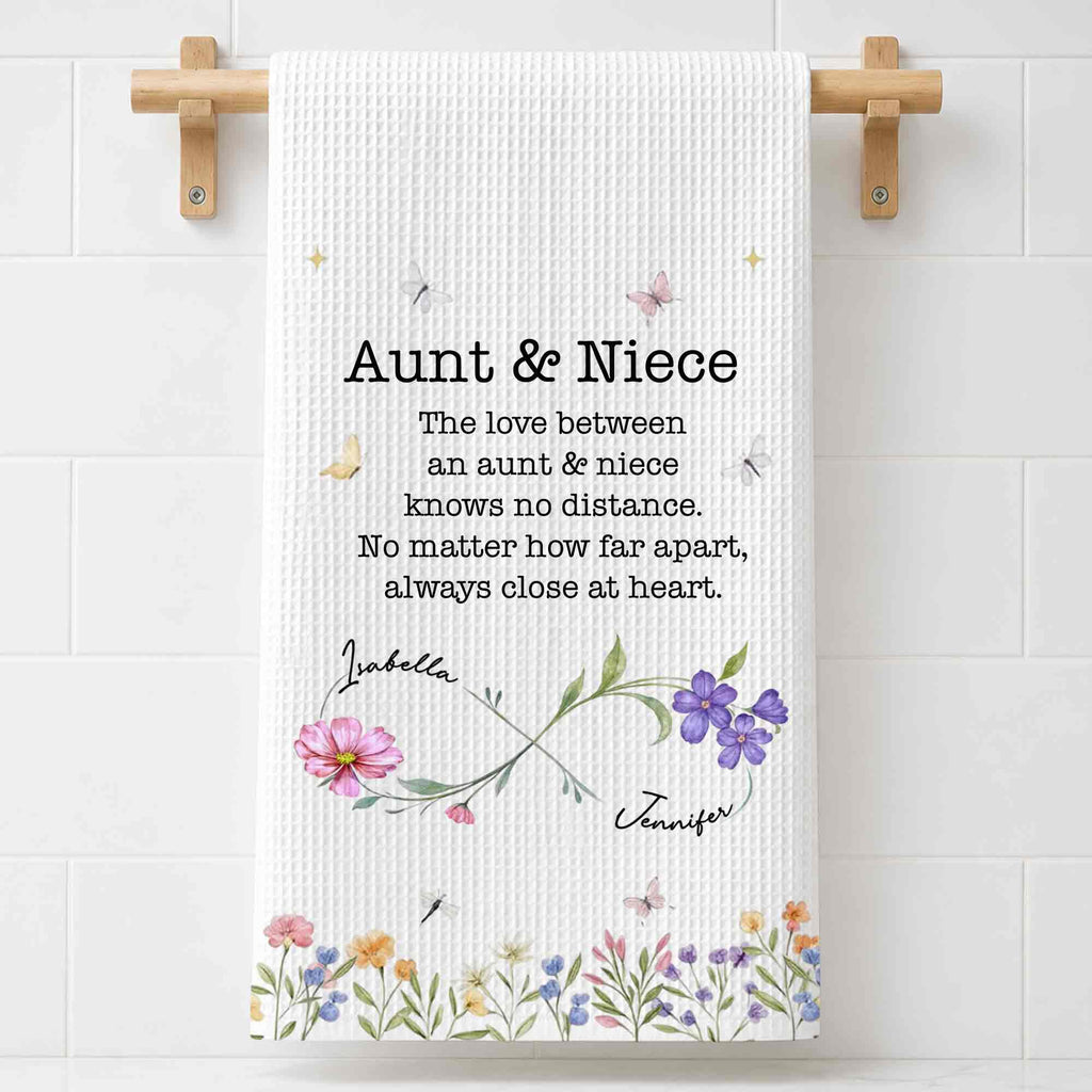 Personalized Kitchen Towel Custom Gift for Aunt & Niece Floral Design Kitchen Towel GradoCreations