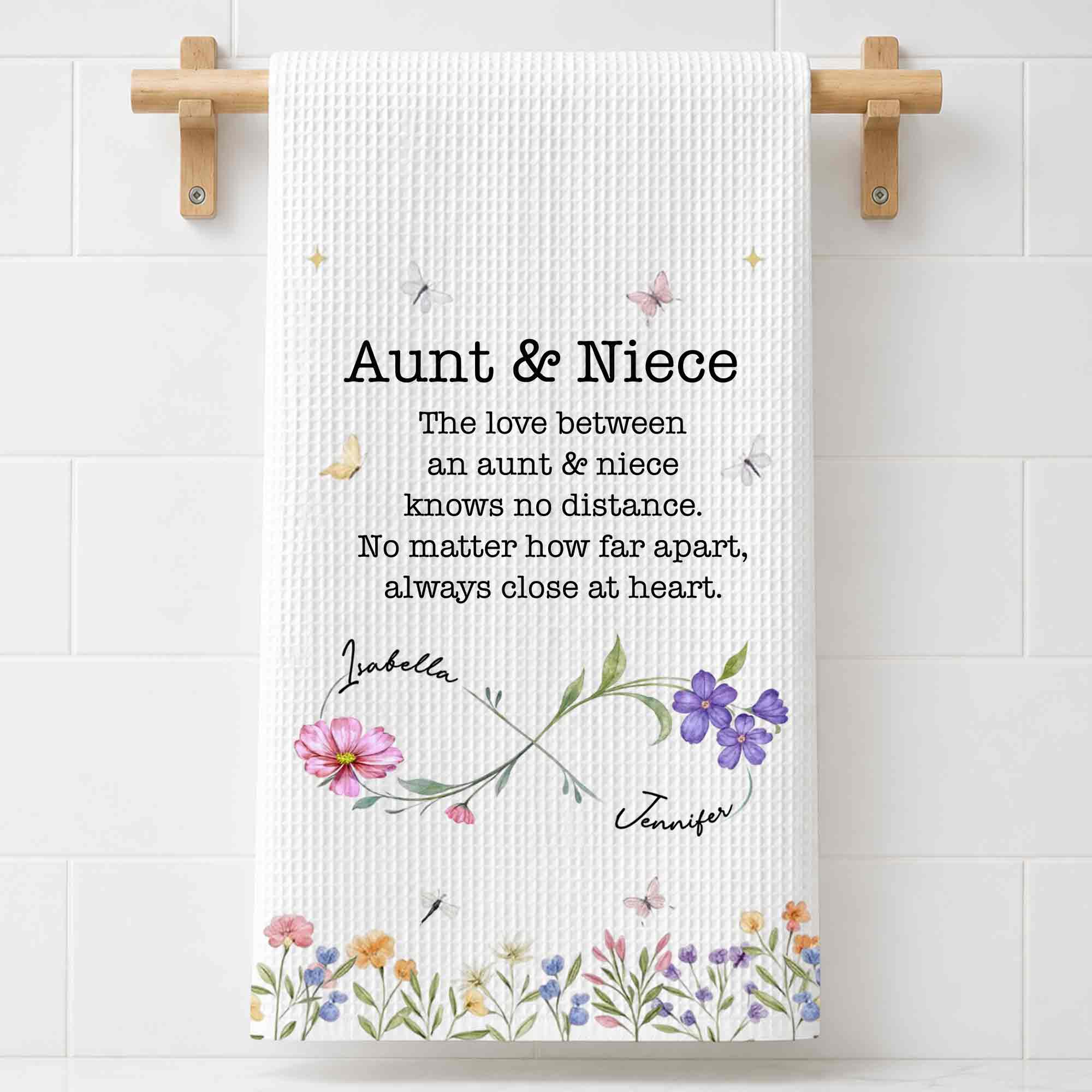 Personalized Kitchen Towel Custom Gift for Aunt & Niece Floral Design Kitchen Towel GradoCreations
