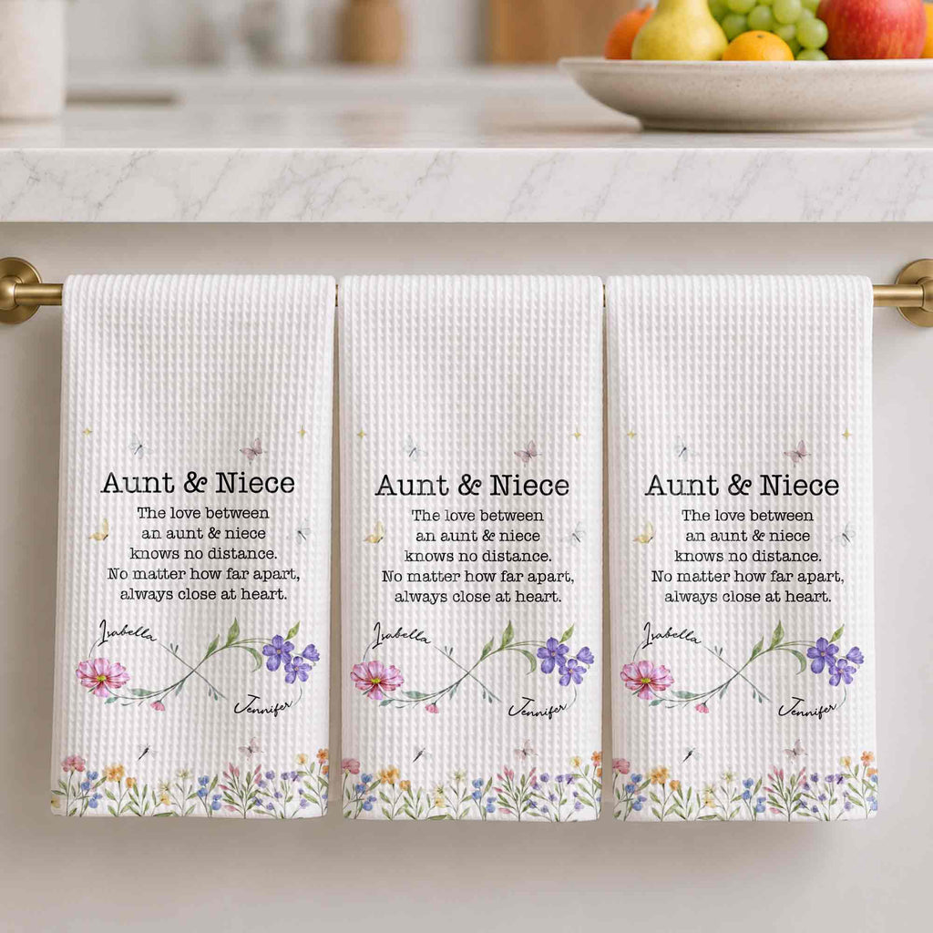 Personalized Kitchen Towel Custom Gift for Aunt & Niece Floral Design Kitchen Towel GradoCreations