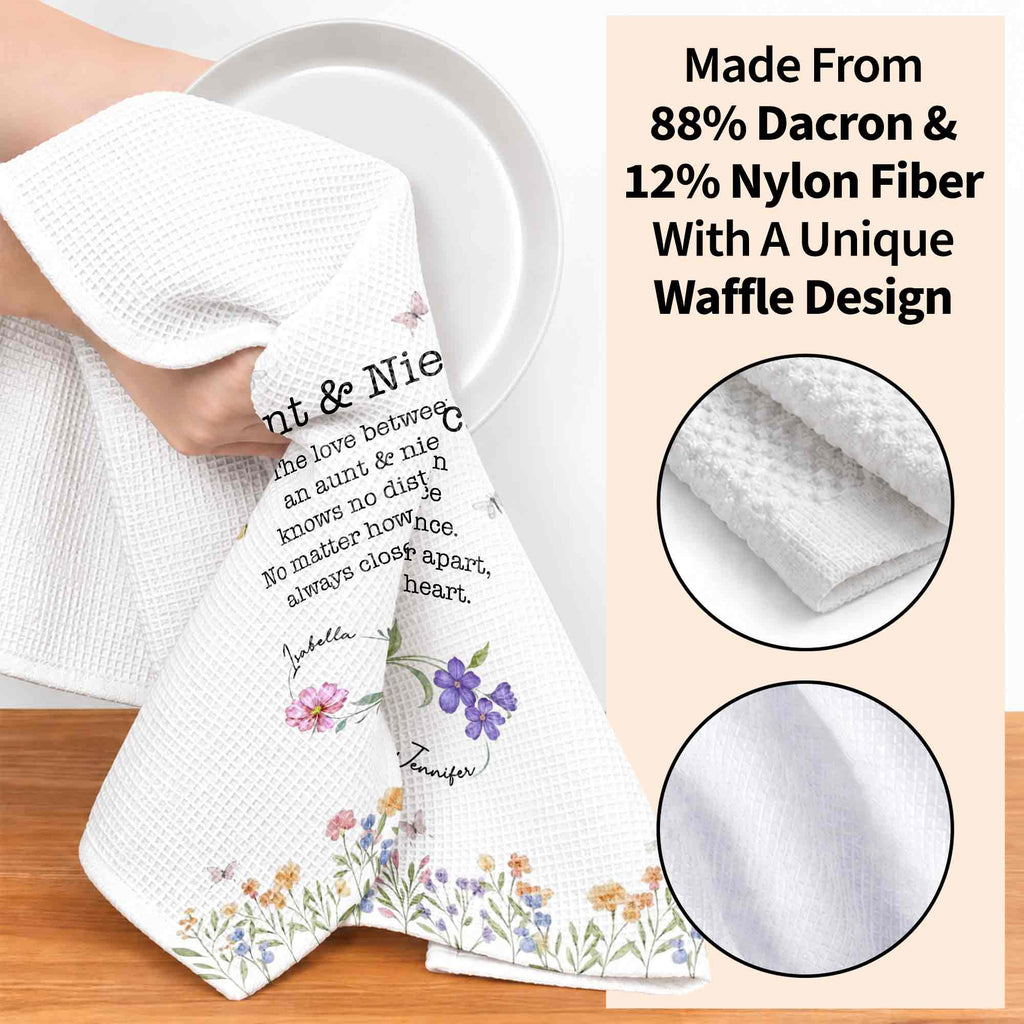 Personalized Kitchen Towel Custom Gift for Aunt & Niece Floral Design Kitchen Towel GradoCreations