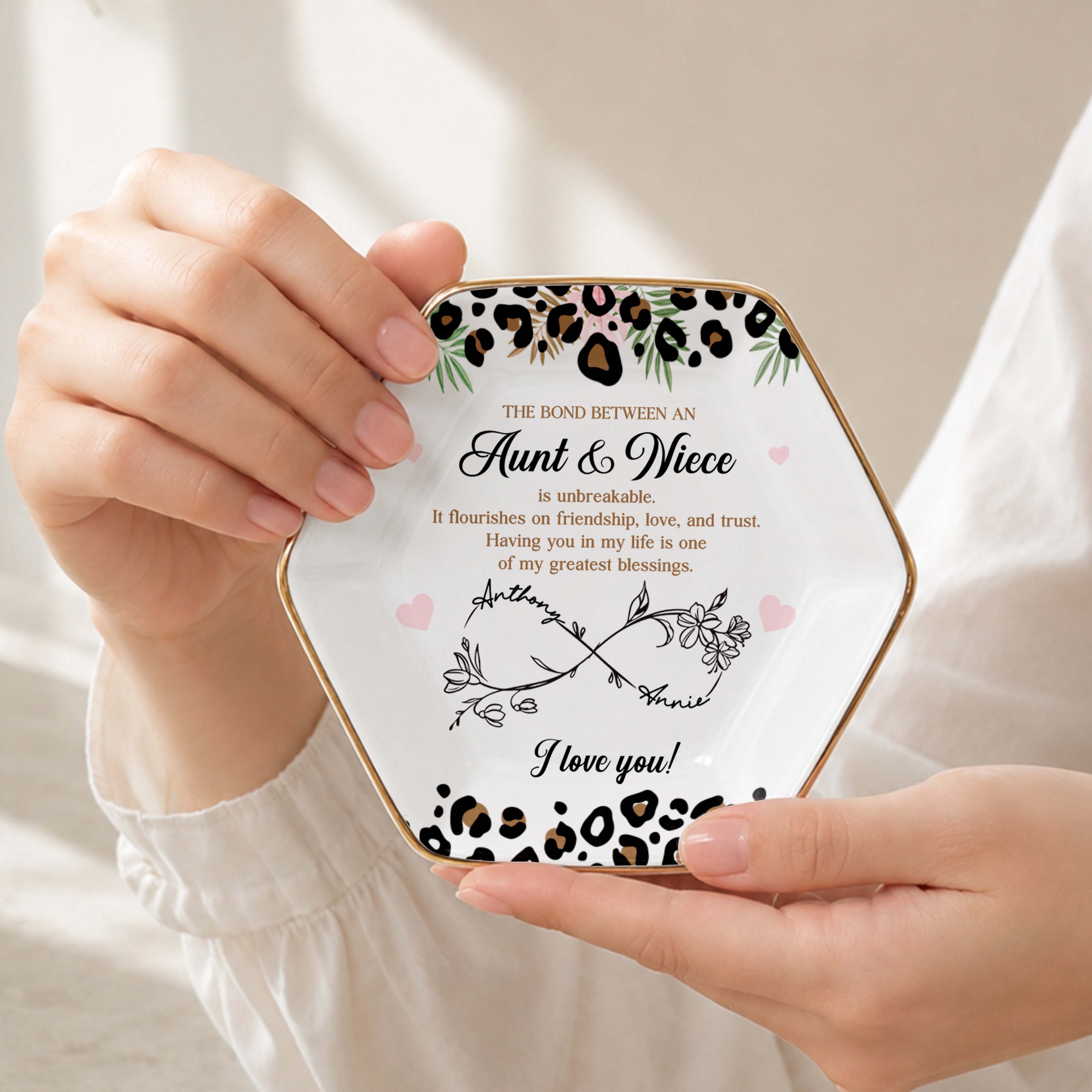 Personalized Hexagonal Jewelry Dish Custom Name for Niece