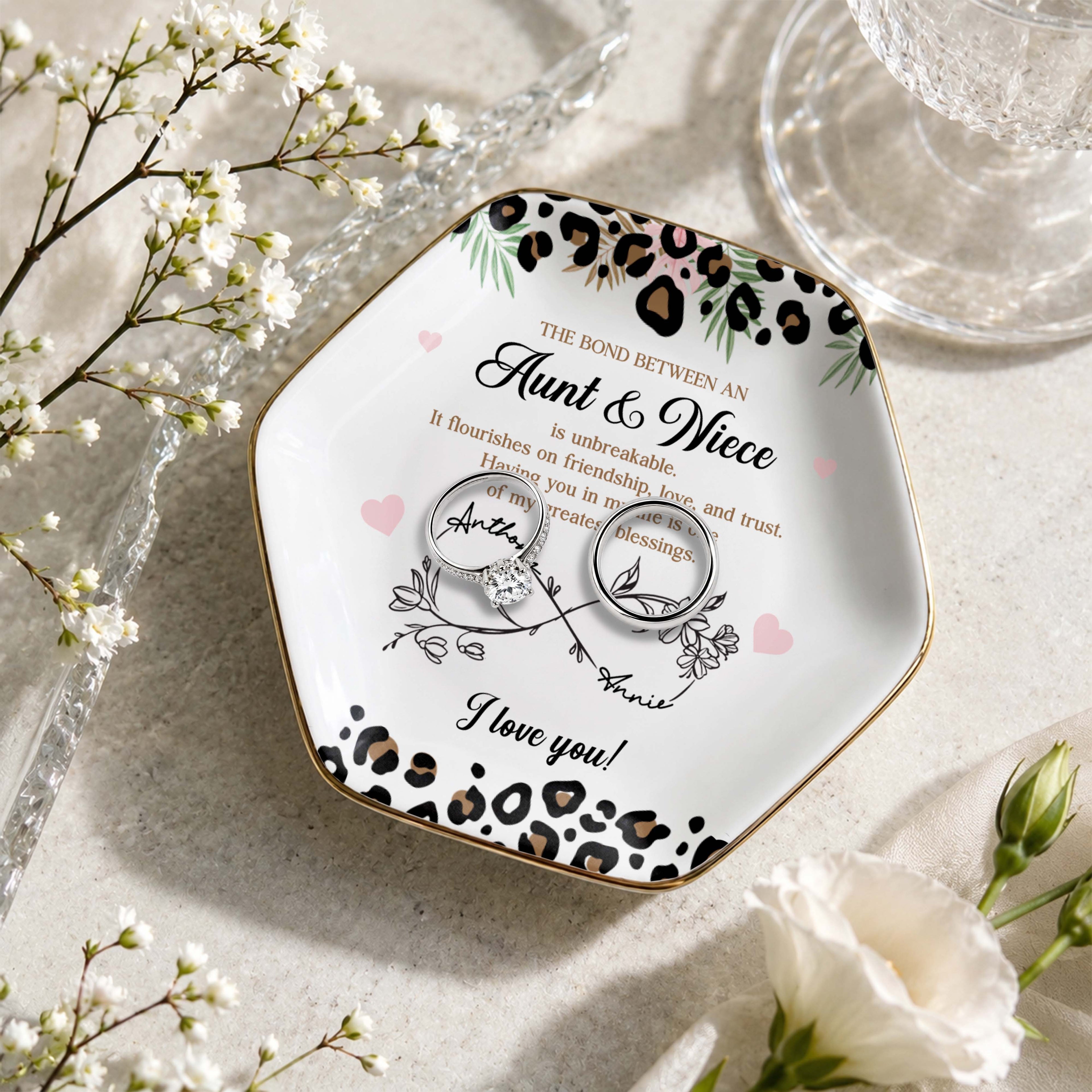 Personalized Hexagonal Jewelry Dish Custom Name for Niece