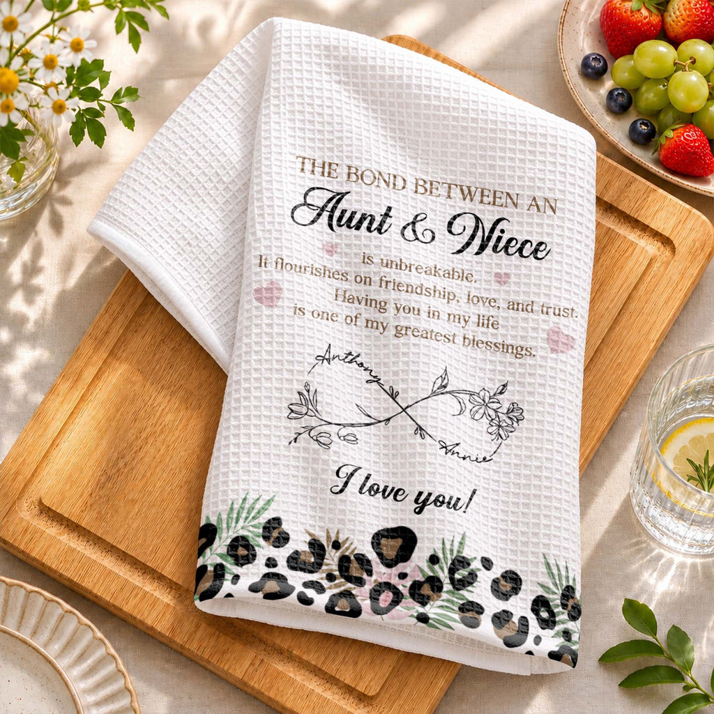 Personalized Kitchen Towel Custom Birth Month Flowers for Niece