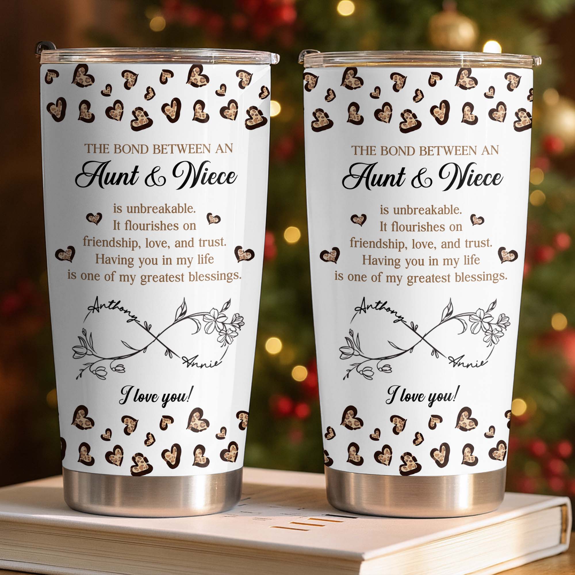 Personalized Infinity Flower Tumbler for Aunt Niece Gift 20oz