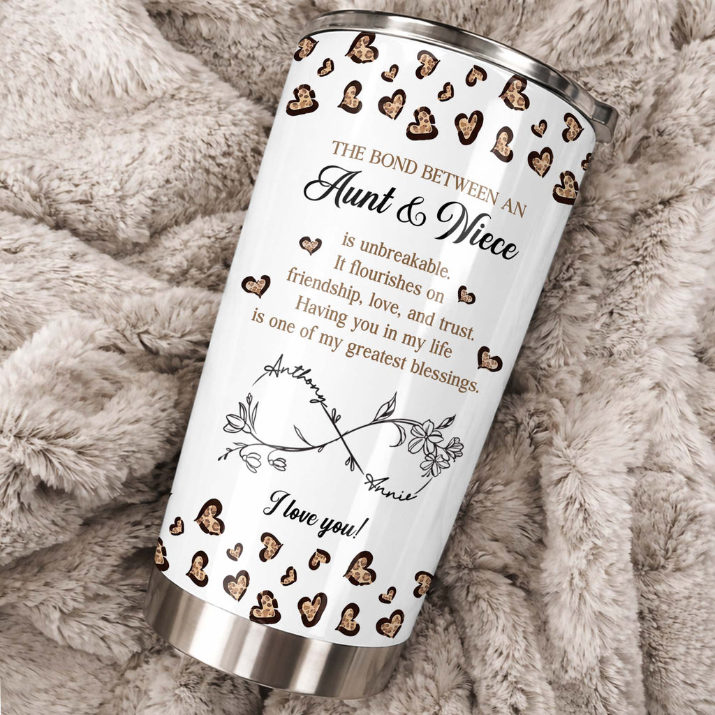Personalized Infinity Flower Tumbler for Aunt Niece Gift 20oz