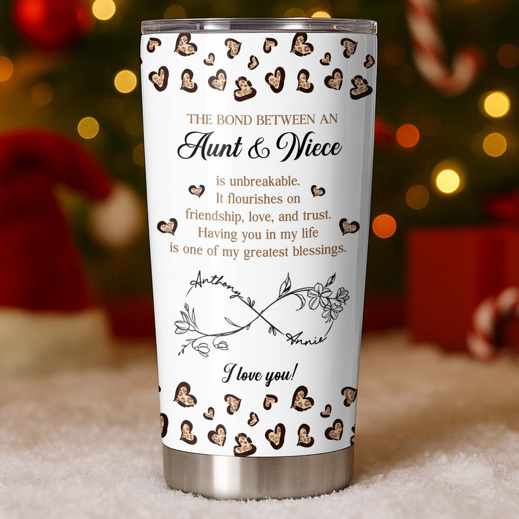 Personalized Infinity Flower Tumbler for Aunt Niece Gift 20oz