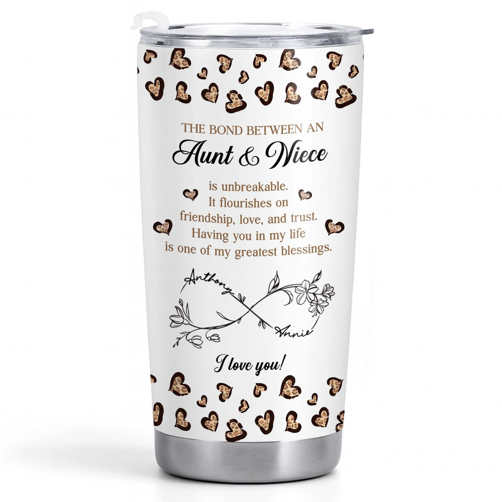 Personalized Infinity Flower Tumbler for Aunt Niece Gift 20oz