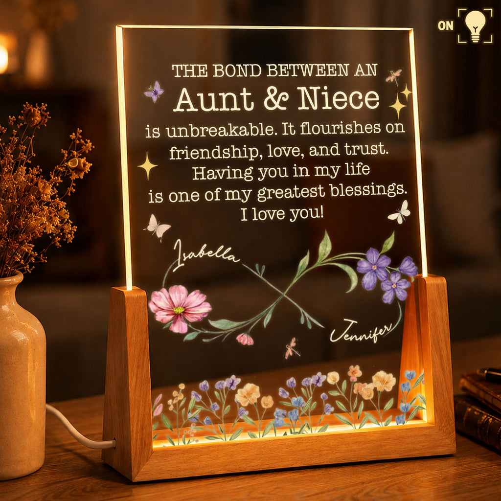 Personalized Acrylic Night Light Custom Name Gift for Niece Wood and Acrylic Night Light GradoCreations