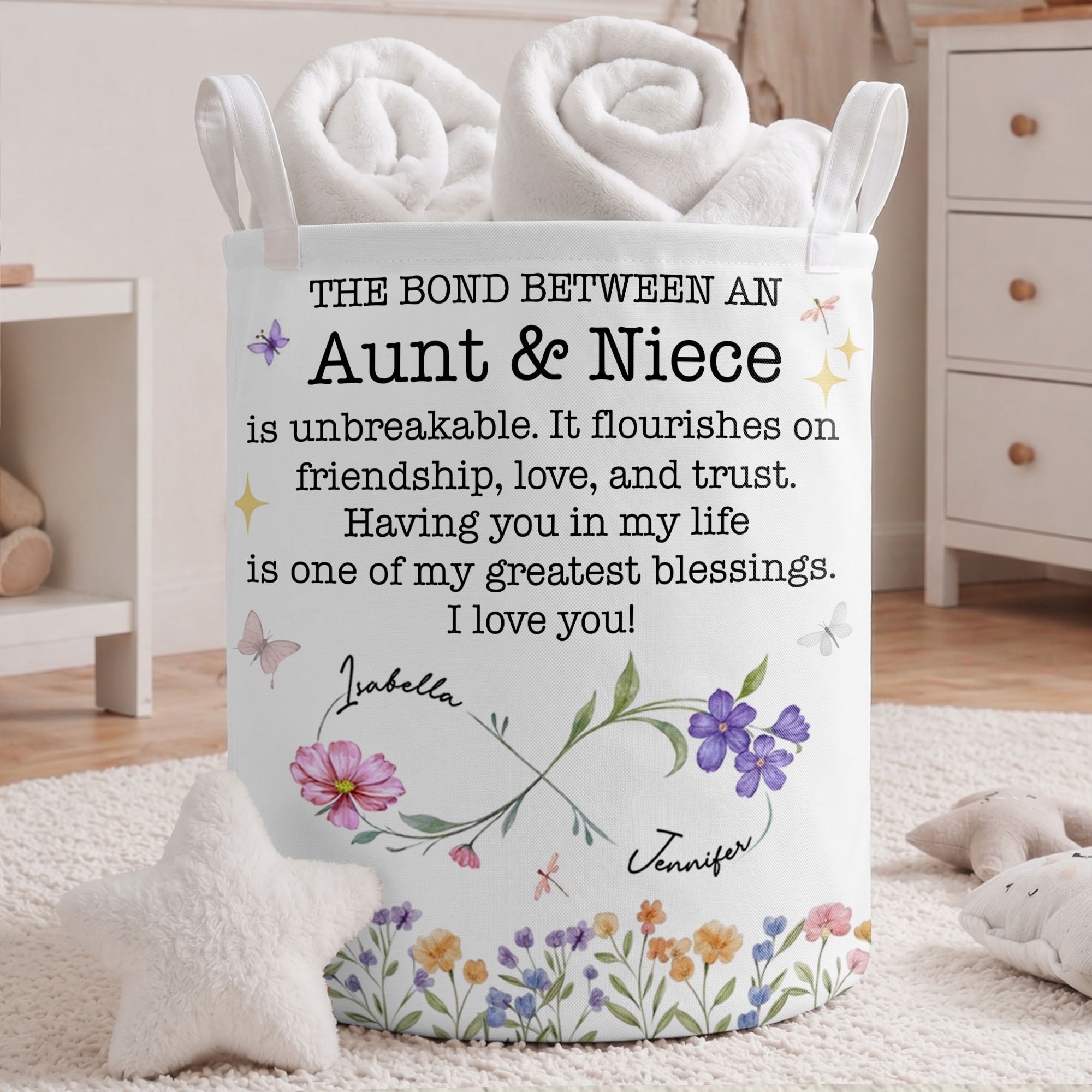 Personalized Fabric Storage Basket Custom Name Gift for Niece Basket GradoCreations