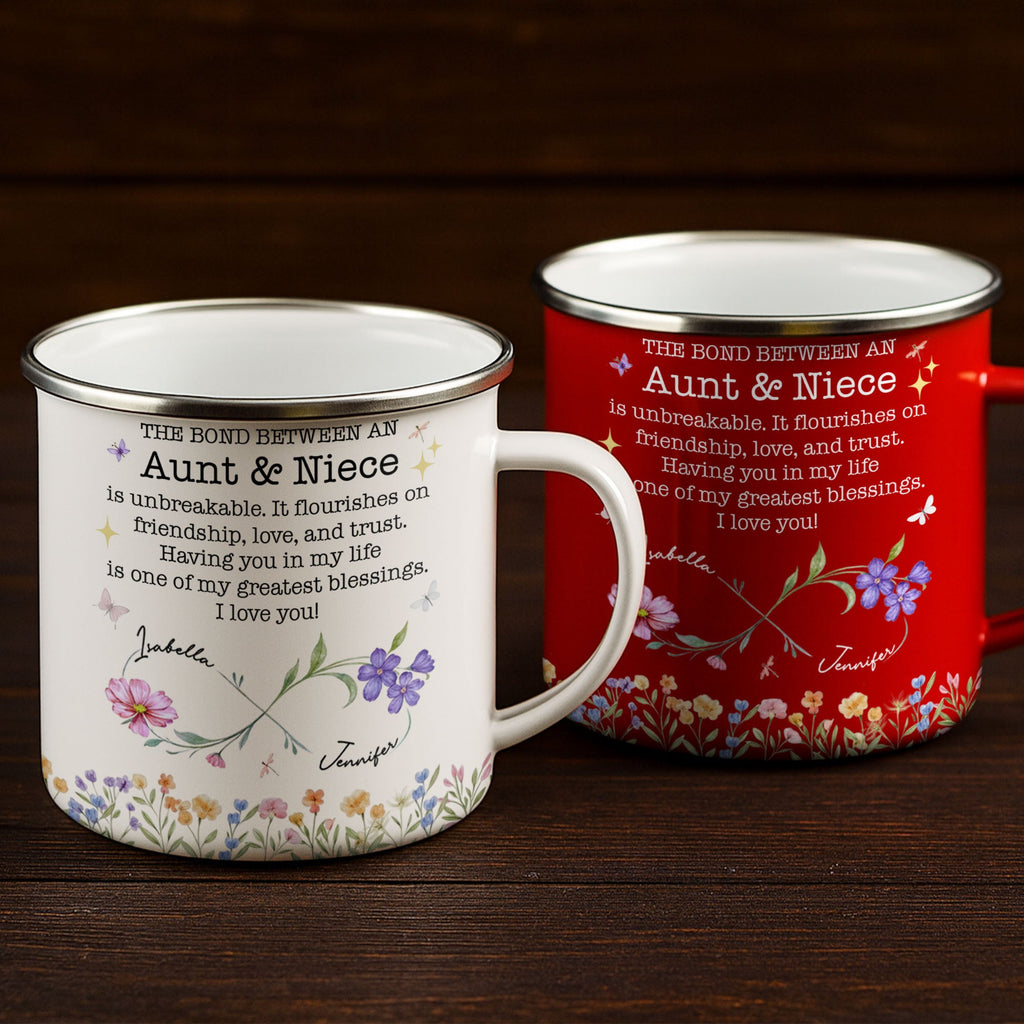 Personalized Enamel Mug Birth Month Flowers Gift for Niece