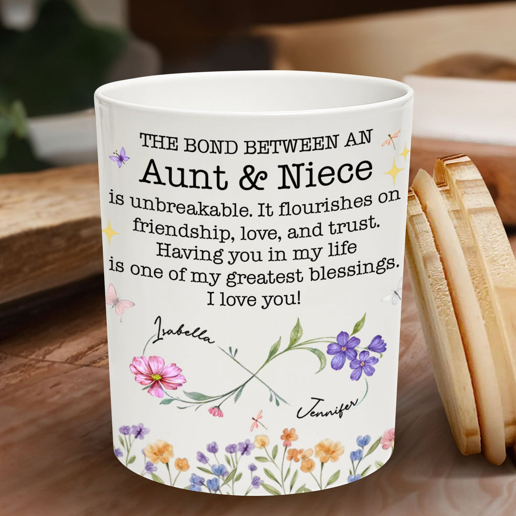 Personalized Glass LED Jar Custom Name Niece Gift Floral Design