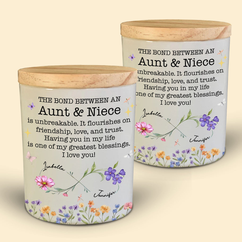 Personalized Glass LED Jar Custom Name Niece Gift Floral Design