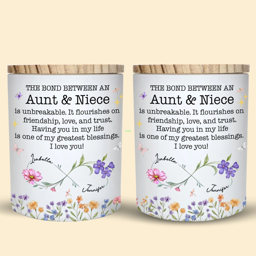 Personalized Glass LED Jar Custom Name Niece Gift Floral Design