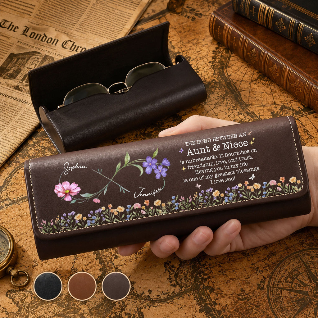 Personalized Leather Eyeglass Case Custom Name Gift for Niece