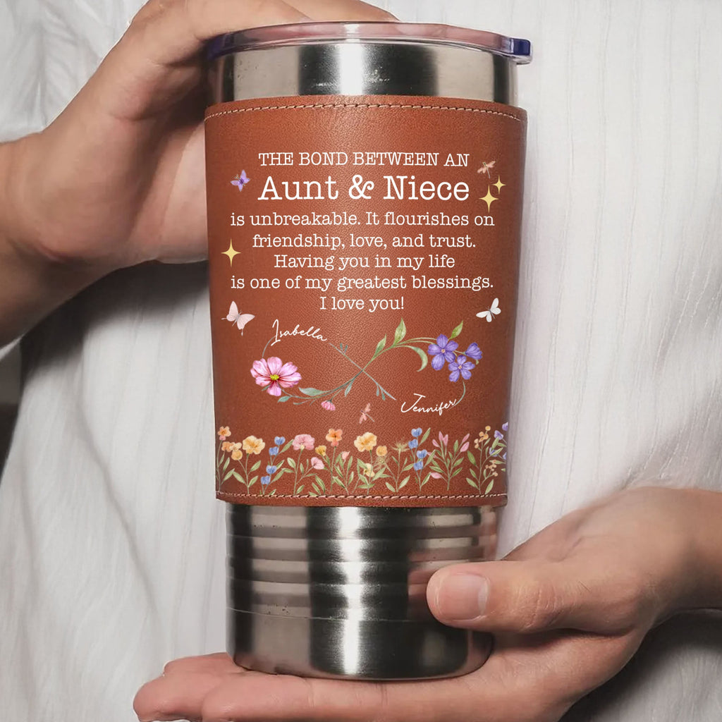 Personalized Leather Tumbler Custom Name Gift for Aunt Leather Tumbler GradoCreations