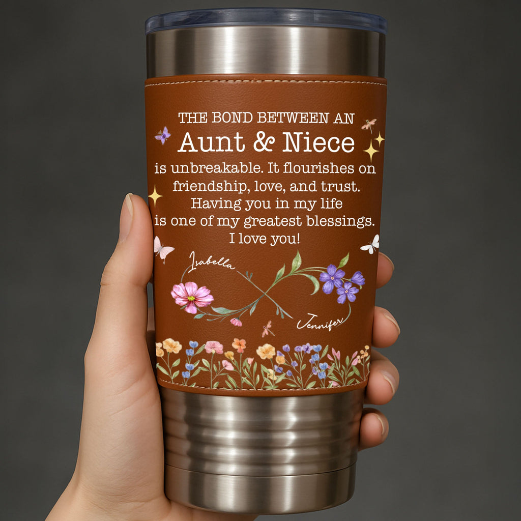 Personalized Leather Tumbler Custom Name Gift for Aunt Leather Tumbler GradoCreations