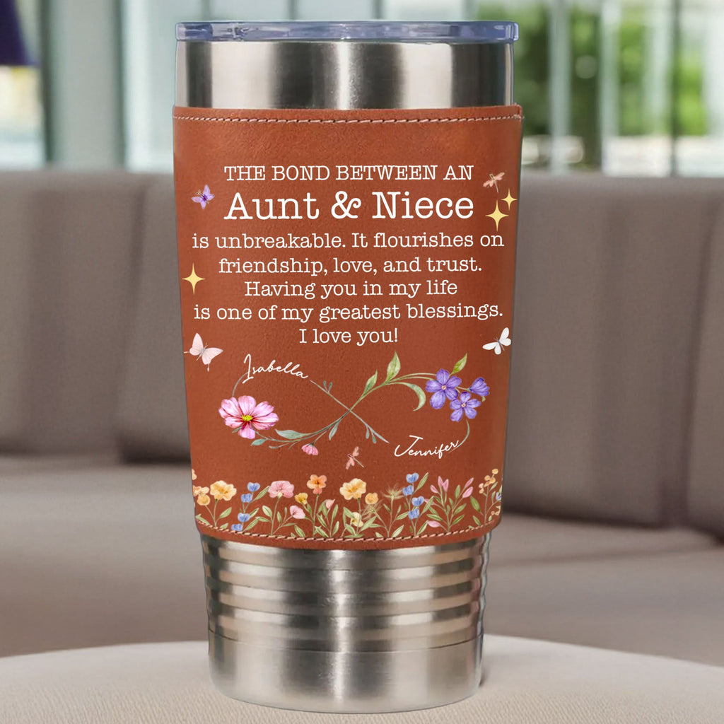 Personalized Leather Tumbler Custom Name Gift for Aunt Leather Tumbler GradoCreations
