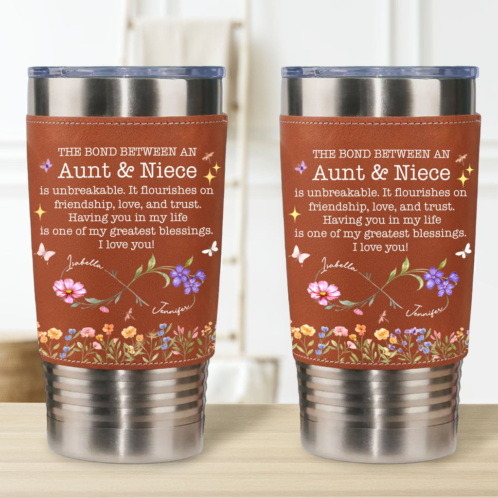 Personalized Leather Tumbler Custom Name Gift for Aunt Leather Tumbler GradoCreations