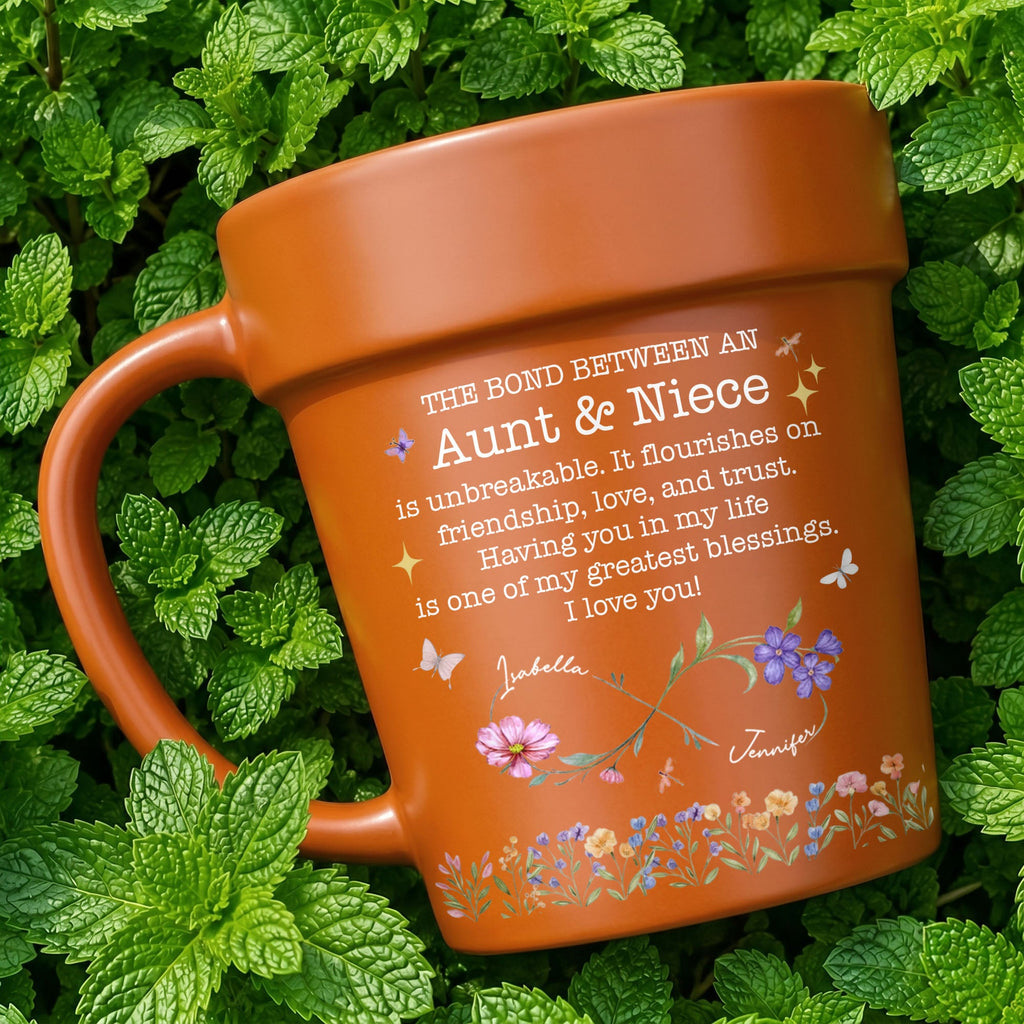 Personalized Flower Pot Mug Custom Gift for Niece Aunt