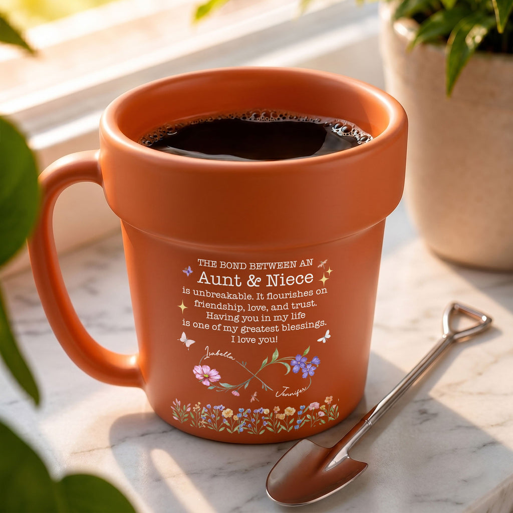 Personalized Flower Pot Mug Custom Gift for Niece Aunt