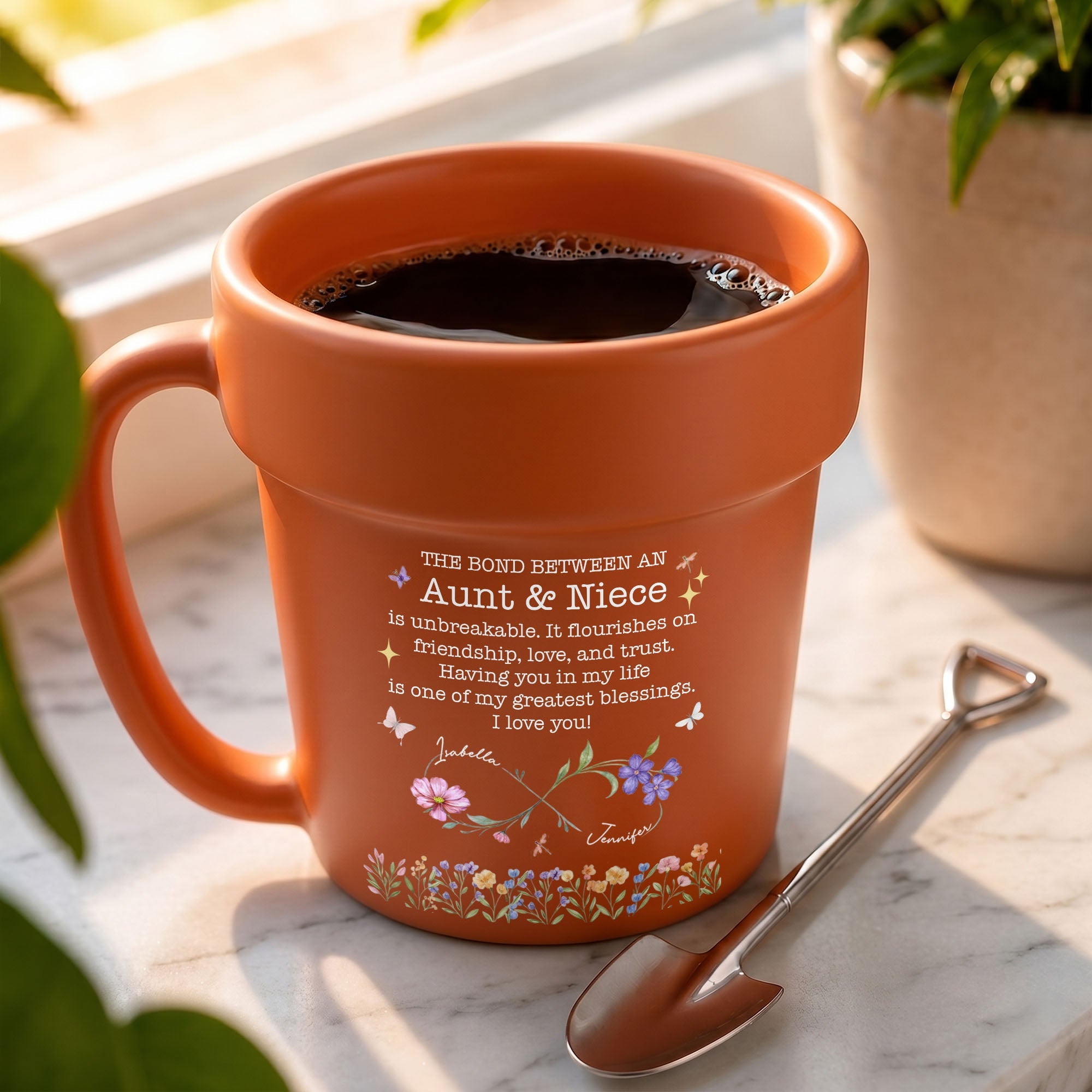 Personalized Flower Pot Mug Custom Gift for Niece Aunt